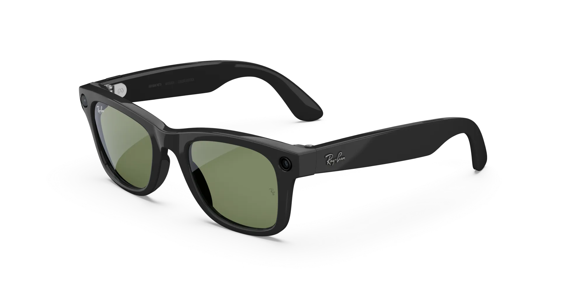 小物 Ray-Ban  Wayfarer Gen 2 Shiny Black Ray-Ban Wayfarer Meta (Gen 2) shiny black / green | Ski + Sport