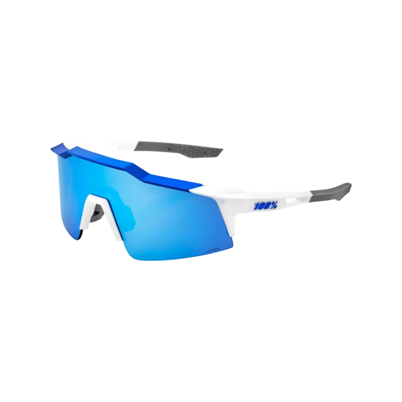 Speedcraft SL Matte White/Metallic Blue - HiPER Blue Multilayer Mirror Lens