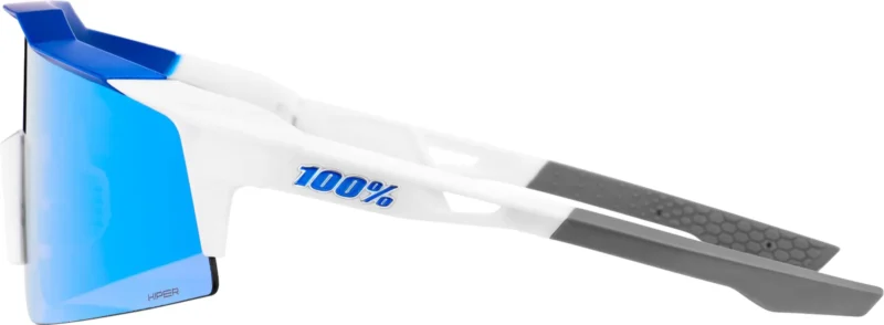 Speedcraft SL Matte White/Metallic Blue - HiPER Blue Multilayer Mirror Lens