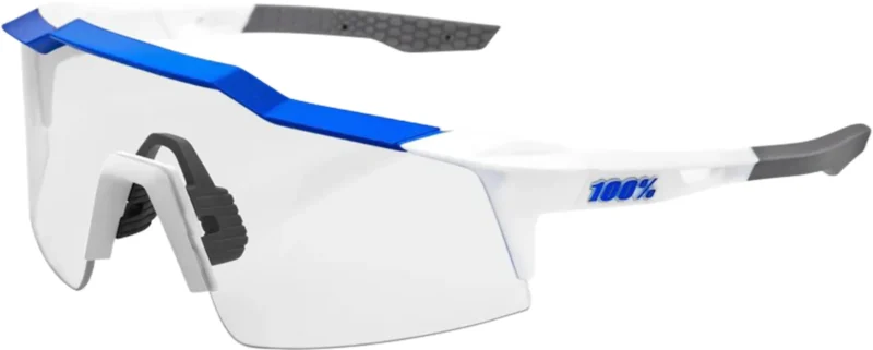 Speedcraft SL Matte White/Metallic Blue - HiPER Blue Multilayer Mirror Lens