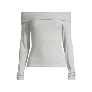 Off Shoulder Rib Long Sleeve