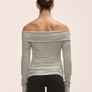 Off Shoulder Rib Long Sleeve