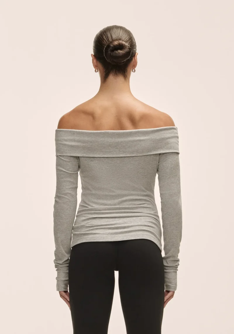 Off Shoulder Rib Long Sleeve