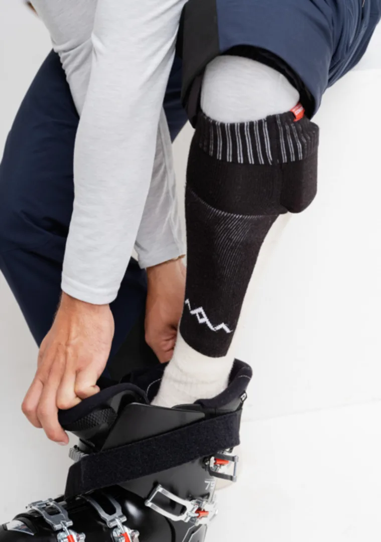 Heated Technical Socks w.batteries sand/black L