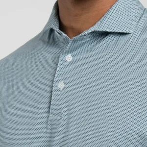 Men Hollow Pima Print Polo S