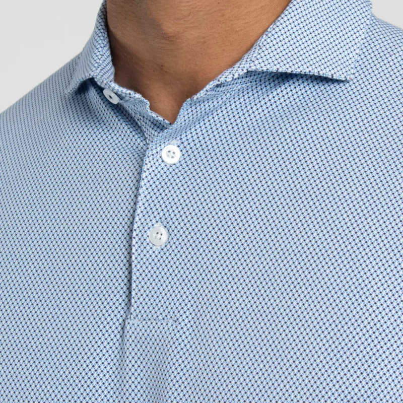 Men Hollow Pima Print Polo S/S