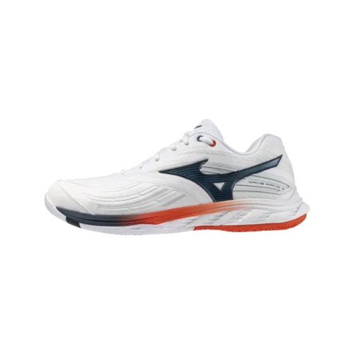 Mizuno wave fang 3 badminton white orange com insignia blue 1