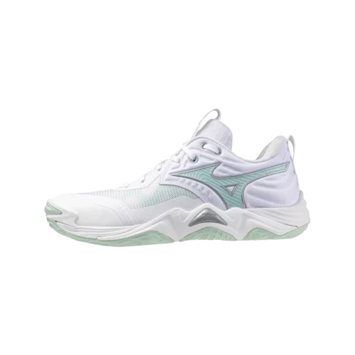 Mizuno wave momentum elite volleyball white blue tint 1