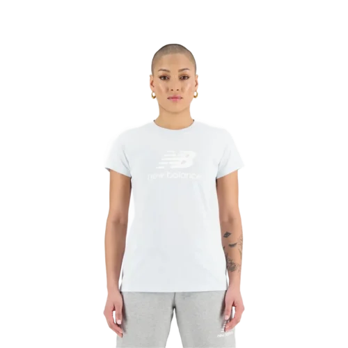 New balance w essentials stacked logo t shirt ice blue 1