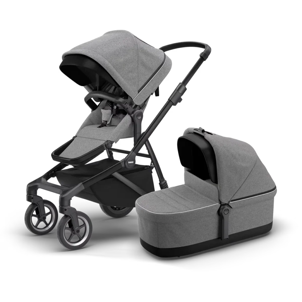 Thule kinderwagen buggy sleek inkl bassinet grey melange black grey melange 1