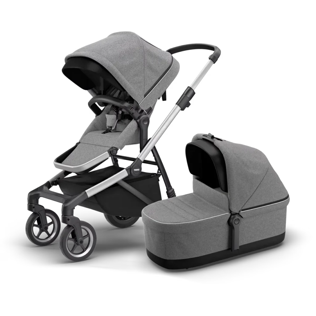 Thule kinderwagen buggy sleek inkl bassinet melange grey alu grey melange 1