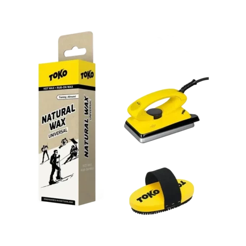 Toko Wachser Set Basic (T8 Bügeleisen, 120g Natural Wax, 3mm Plexi Blade, Brush oval Horsehair)