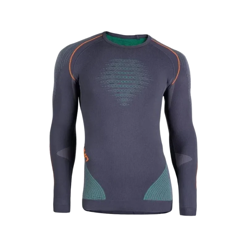uyn-uyn-man-evolutyon-shirt-lg-sl-charcoal-green-orange-shiny-1 UYN Man Evolutyon Shirt LG SL