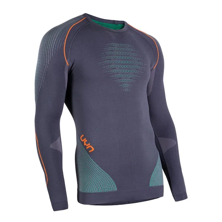 uyn-uyn-man-evolutyon-shirt-lg-sl-charcoal-green-orange-shiny-3 UYN Man Evolutyon Shirt LG SL