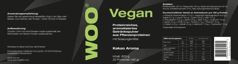 Protein Vegan Kakao Dose à 800g