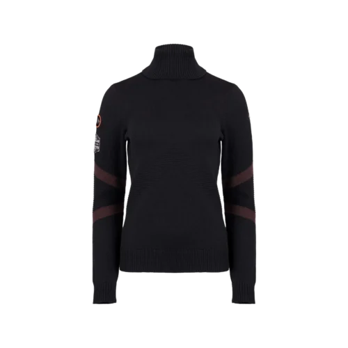 Kjus retro patch sweater women black esspresso