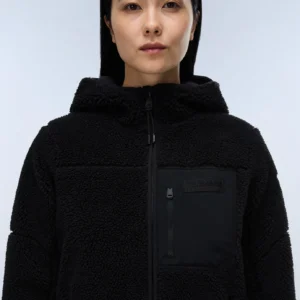Napapijri yupik fleecepulover mit kapuze women black beauty