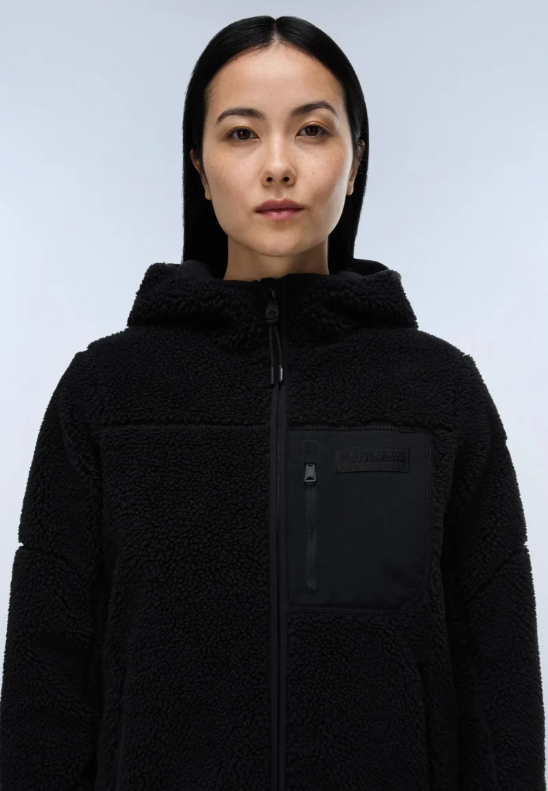 Napapijri yupik fleecepulover mit kapuze women black beauty
