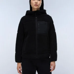 Napapijri yupik fleecepulover mit kapuze women black beauty