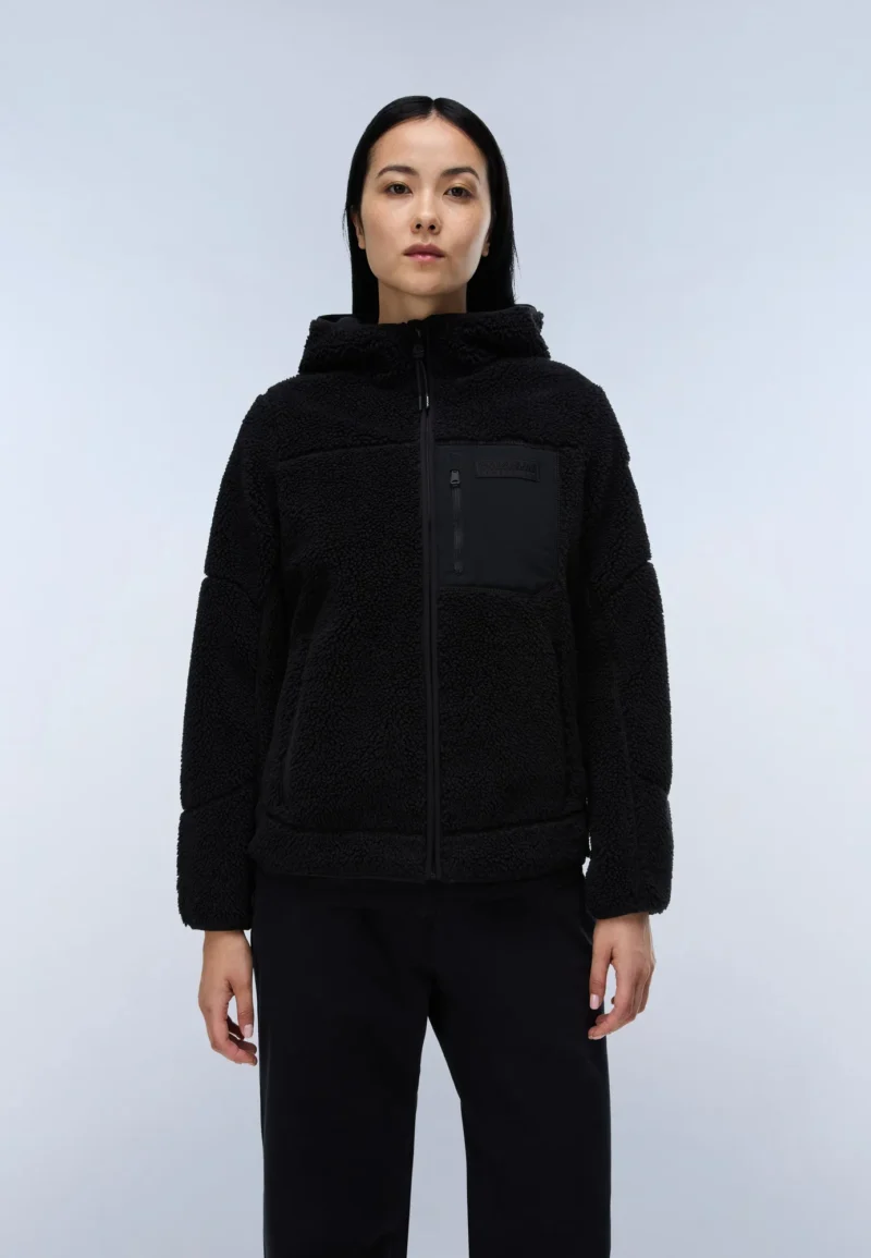 Napapijri yupik fleecepulover mit kapuze women black beauty