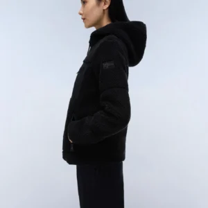 Napapijri yupik fleecepulover mit kapuze women black beauty